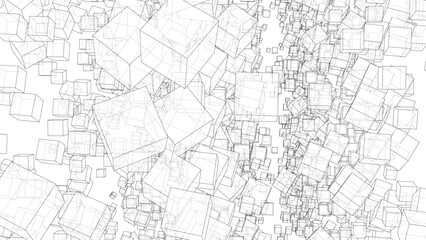 Wireframe Boxes. Sketch style