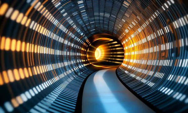 Futuristic Glowing Tunnel with Bright Light