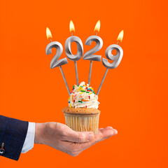 Happy New Year 2029 - Candles in the form of lit numbers