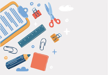 Cartoon vector illustration of woman hold pencil to answer to YES or NO question on dark background.