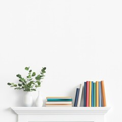 Minimalist Shelf with Books and Plants in Modern Decor