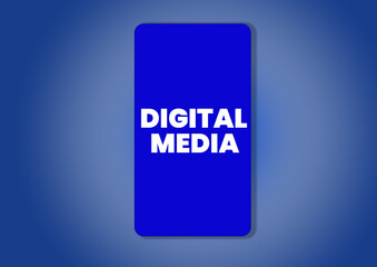 Mobile digital social media design on gradient blue background