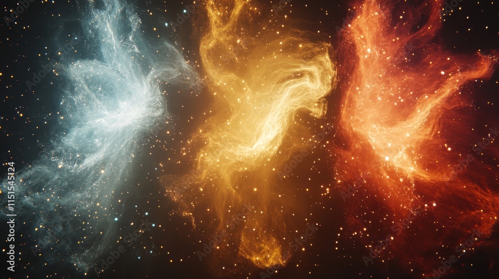 Wall mural cosmic abstract scenes with galaxies and glowing nebulae. generative ai