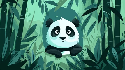 Playful Cartoon Panda Playing Peekaboo - Flat Vector Illustration © Suleman Khan