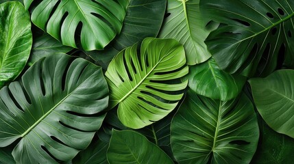 Foliage abstract background concept. Vibrant green leaves arranged beautifully, showcasing nature's intricate patterns.