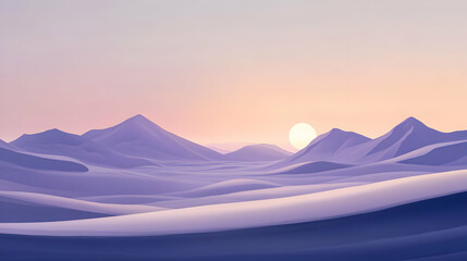 Purple Mountains at Sunset: Serene Landscape Digital Art