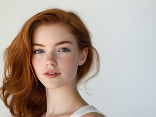 Naklejka premium Enchanting Model Captured Against a Pristine White Backdrop, Showcasing Their Striking Features and Creating a Visually Engaging Image