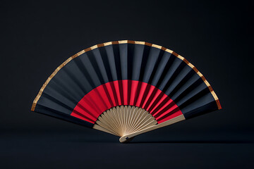 Elegant black and red hand fan