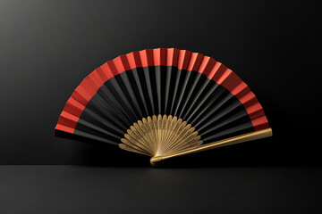 Elegant black and red hand fan