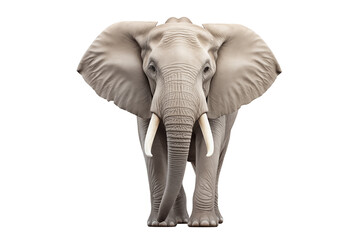 Obraz premium Majestic Elephant on Transparent Background – Wild Animal Portrait, African and Asian Elephant, Iconic Mammal of Nature and Wildlife, Symbol of Strength, Serenity, and Conservation. Png cut out.