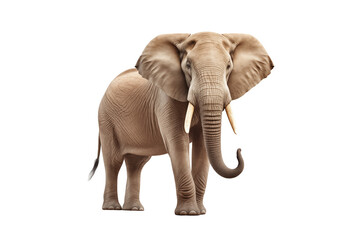 Fototapeta premium Majestic Elephant on Transparent Background – Wild Animal Portrait, African and Asian Elephant, Iconic Mammal of Nature and Wildlife, Symbol of Strength, Serenity, and Conservation. Png cut out.