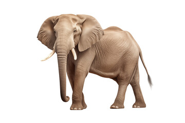 Fototapeta premium Majestic Elephant on Transparent Background – Wild Animal Portrait, African and Asian Elephant, Iconic Mammal of Nature and Wildlife, Symbol of Strength, Serenity, and Conservation. Png cut out.