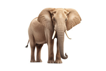 Fototapeta premium Majestic Elephant on Transparent Background – Wild Animal Portrait, African and Asian Elephant, Iconic Mammal of Nature and Wildlife, Symbol of Strength, Serenity, and Conservation. Png cut out.