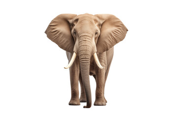 Fototapeta premium Majestic Elephant on Transparent Background – Wild Animal Portrait, African and Asian Elephant, Iconic Mammal of Nature and Wildlife, Symbol of Strength, Serenity, and Conservation. Png cut out.