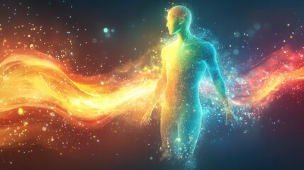 Obraz premium Vibrant Human Energy: A Symphony of Light and Color