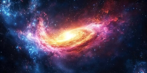 Obraz premium Cosmic stardust swirling into bold, radiant abstract visuals. Generative AI