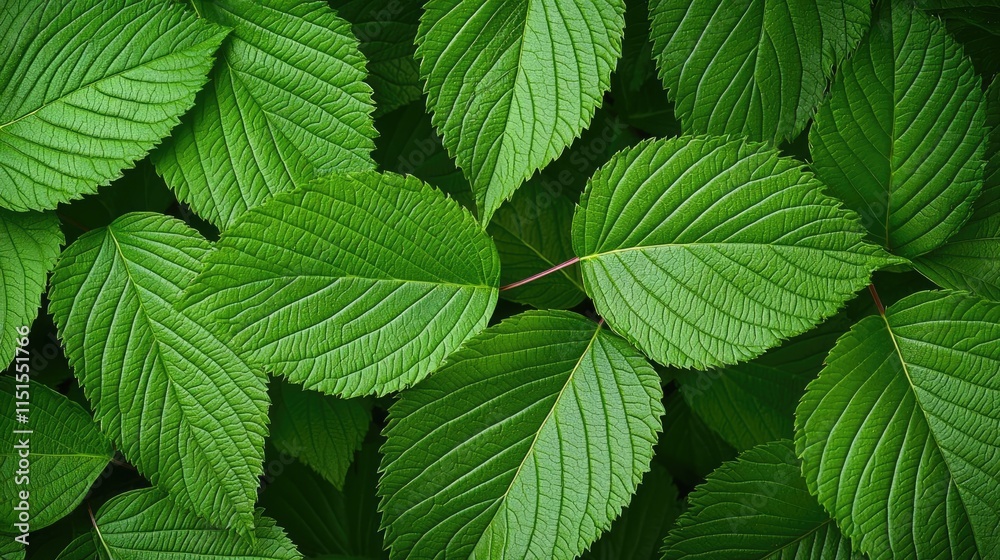 Wall mural Foliage abstract background concept. A close-up of vibrant green leaves creating a lush and natural backdrop.