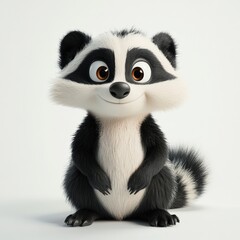 Obraz premium a cartoon raccoon stands against a white backdrop