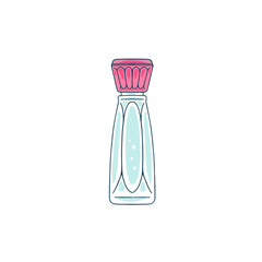 Vector illustration with perfume bottle icon in cartoon flat style.
