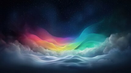 Vibrant Abstract Colorful Background with Clouds and Stars