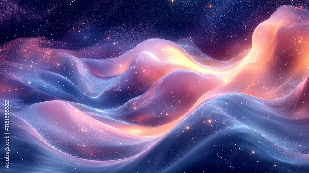 Wall mural cosmic textures blending stars and abstract flowing visuals. generative ai