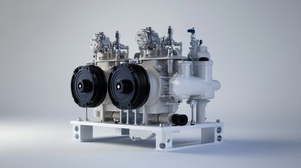 A high-capacity water pump with rugged design, featuring clear intake and output valves, displayed on a neutral white background.