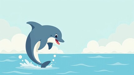 Fototapeta premium Playful Dolphin Leap Illustration