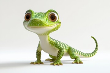 Fototapeta premium a green lizard standing on a white surface