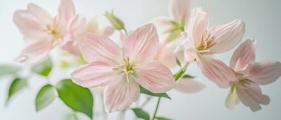 Obraz premium close up of pink flowers with green leaves