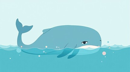 Naklejka premium Serene Whale Illustration