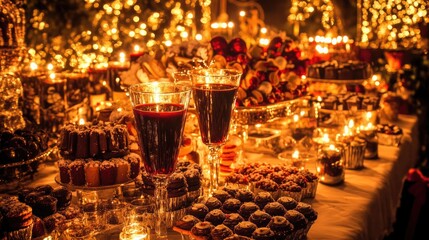 At Christmas, the tables are filled with delicious and colorful desserts and exquisite gifts. There are also other small decorations on the tables to make the atmosphere more warm and comfortable.