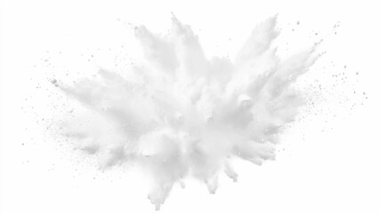 White powder explosion white background. Abstract powder splatted on white background, freeze motion of white powder exploding or throwing white powder.	
