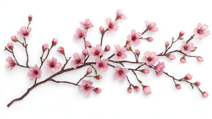 Fototapeta premium Blooming Cherry Blossom on White Background