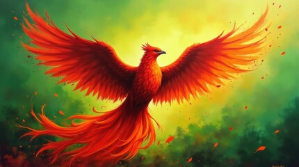 Obraz premium Phoenix Rising from Flames