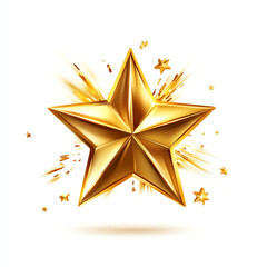 Obraz premium Shiny golden star with sparkles, perfect for awards or celebrations, isolated on a white background.