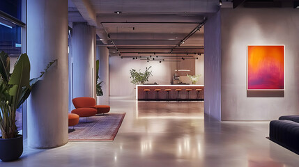 Modern Office Lobby Interior Design: Elegant Space with Contemporary Decor