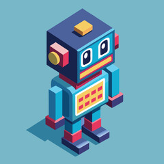  Cute artificial intelligence robot isometric icon