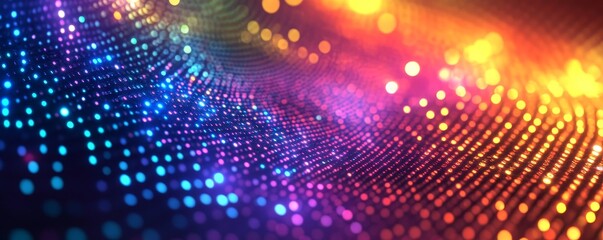 Digital grids glowing with vibrant holographic colors. Generative AI