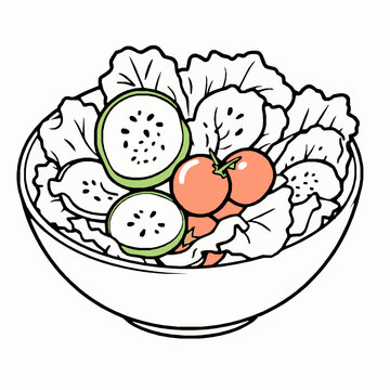 salad bowl with tomatoes and cucumbers clip art preview