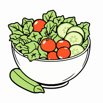 salad bowl with tomatoes and cucumbers clip art preview