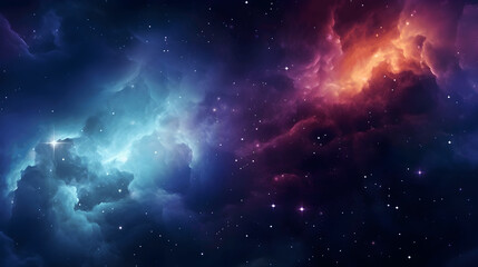 Naklejka premium Cosmic Nebula with Vibrant Colors in Outer Space Atmosphere