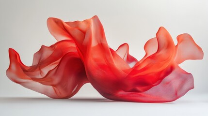 flowing red fabric on a white background