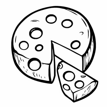 recommend clip art: cheese wheel outline vector illustration with cut wedge and details