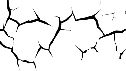 Crack texture lines isolated on transparent background. Cracked white background wall crack texture distressed cracked surface grunge wall cracked pattern on white and transparent background.