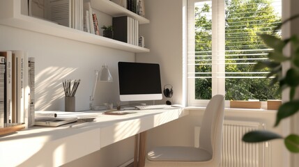 Bright Home Office Workspace with Natural Light