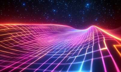 grids shifting in a fluid motion with glowing neon edges. Generative AI