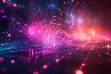 Futuristic tech grid with glowing holographic details. Generative AI