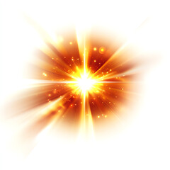 Obraz premium Vivid explosion with bright rays and sparks on a white isolated background.
