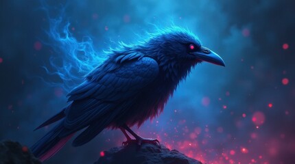 Glowing Ghostly Raven Illustration