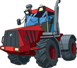 Funny small tractor with eyes.